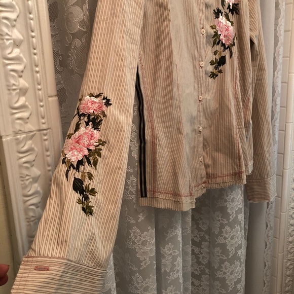 JOHNNY WAS * 3J Workshop Cream Embroidered Shirt - Picture 7 of 11